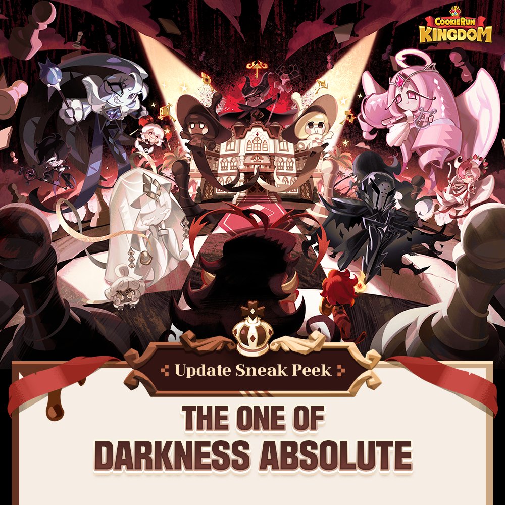 From the new Chess Choco Cookie to the returning Beasts!
What sort of events will unravel at the Grand Dust Hotel? 🏨
Check out the sneak peek of The One of Darkness Absolute update!♟️

📣 Update Sneak Peek
▶️ discord.gg/crkingdomen