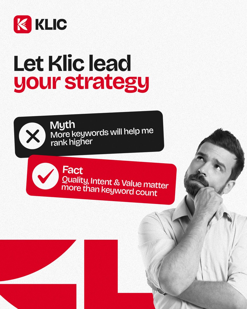 theklicofficial's tweet image. Stop the keyword stuffing! The days of trying to trick search engines are long gone. Today, Google&apos;s algorithms are smarter and prioritize content quality. Contact Klic now!
klic.ae 
#SEOMyths #UserIntent #RankHigher #SEOOptimization #BrandVisibility