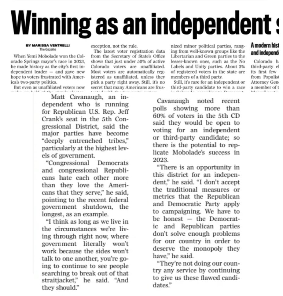 "Congressional Republicans and Democrats hate each other more than they love the Americans that they serve."

More than anything else - this is why <a href="/PaulRieckhoff/">Paul Rieckhoff🇺🇸🇺🇦</a> and <a href="/osbornforne/">Dan Osborn</a> are right and showing us a path out of this two-party straitjacket.

gazette.com/2025/11/16/why…