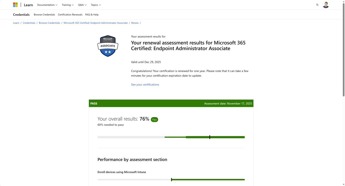 BurgerhoutJ's tweet image. 🏫 Back to school / #MSLearn. Extended my Microsoft 365 Certified: Endpoint Administrator Associate with another year.

#MSIntune #MCT #MCTBuzz #MVP #MVPBuzz