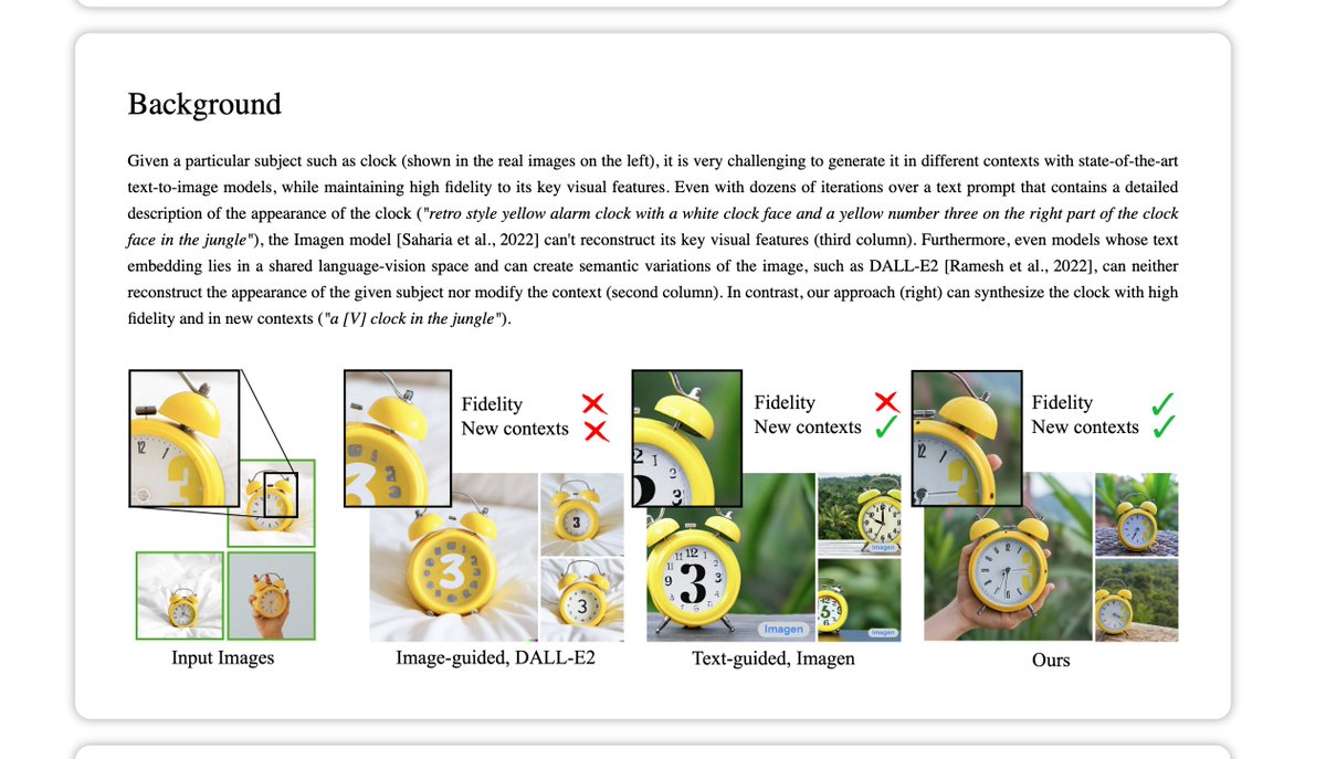 arthard101's tweet image. Replicate, provee una API para acceder a múltiples modelos.

Un modelo interesante es DreamBooth desarrollado por ingenieros en Google.

En el que puedes entrenar a una IA ya preentrenada, con nueva data, por ejemplo imagenes en nuevo contexto y manteniendo la fidelidad.