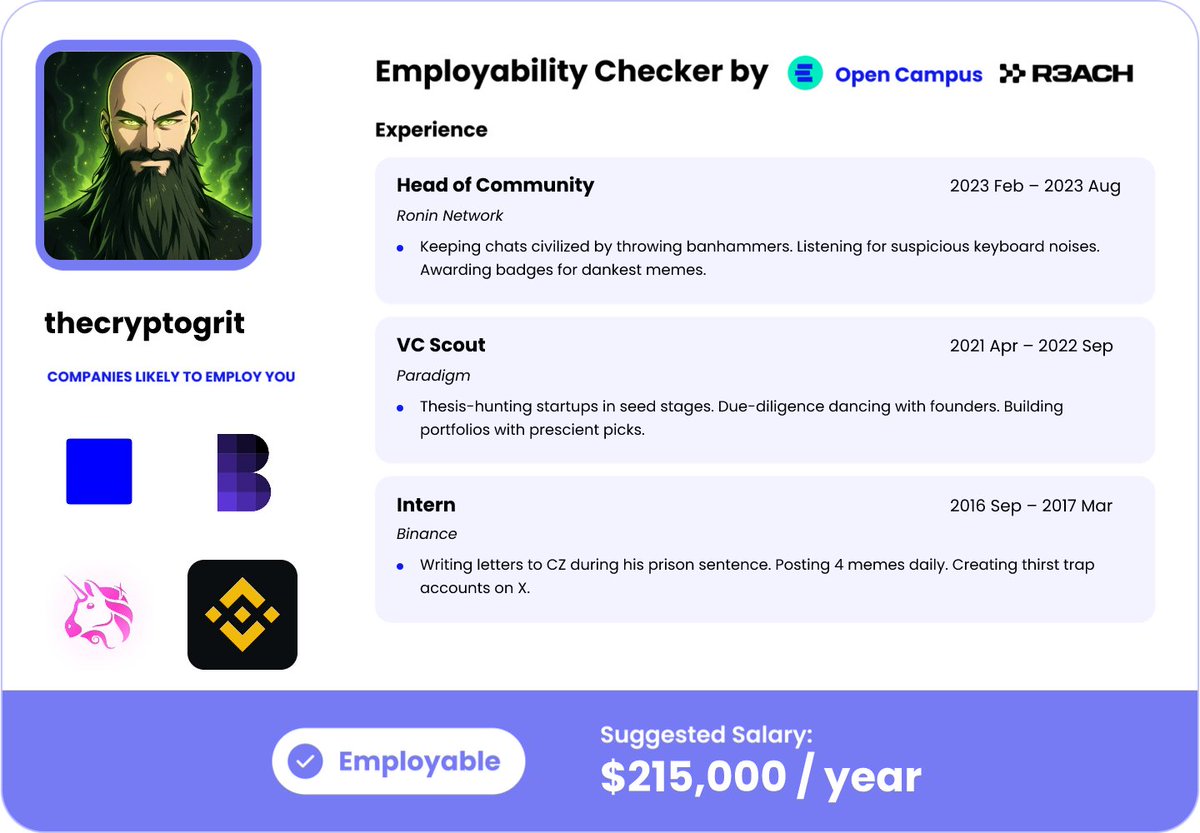 Who is hiring ^^ Binance intern o.o can it be worse...