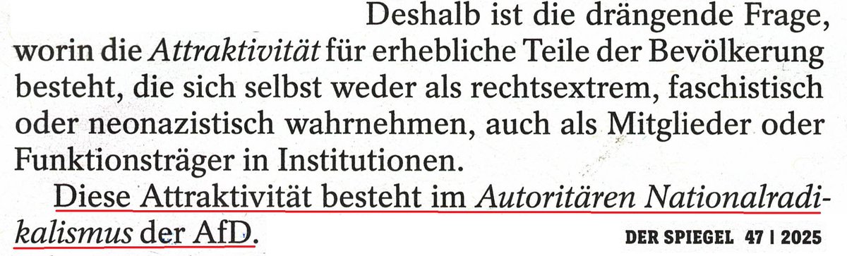 Falsch, der breite Zuspruch zur <a href="/AfD/">AfD</a> beruht auf dem Autoritären Öko-Stalinismus der anderen, die uns vorschreiben, was wir sagen dürfen, welche Autos wir fahren und wie wir heizen.

Die AfD ist im Kern eine Selbsthilfegruppe. Ihre Anhänger wehren sich gegen Angriffe auf ihr