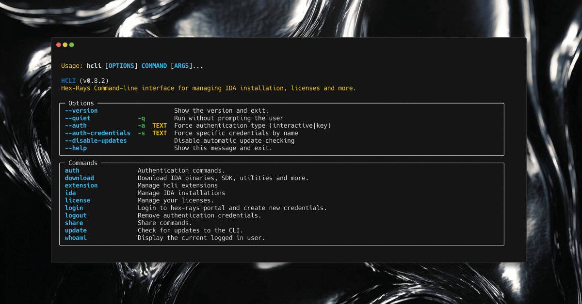 HexRaysSA's tweet image. ⌨️ Introducing HCLI: The Modern Command-Line Interface for IDA. 
Automate workflows, simplify plugin development across platforms, manage licenses and more.

 hex-rays.com/blog/introduci…