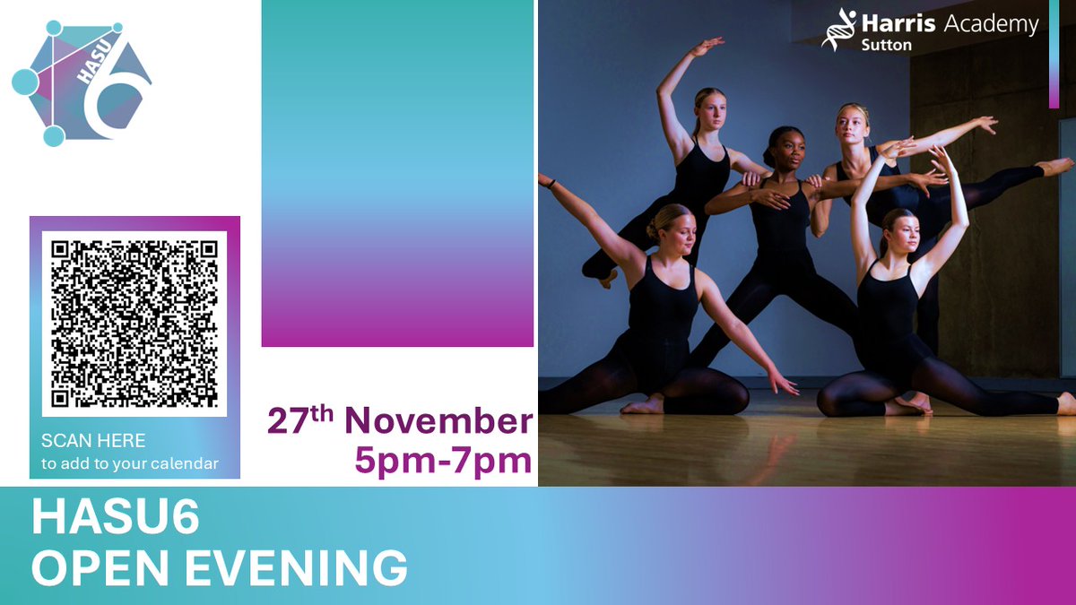 HASU6_Sutton's tweet photo. 📢HASU6 Open Evening!
Join us at Harris Academy Sutton to explore our Sixth Form opportunities. Meet our dedicated team, discover our courses, and see how we can help you achieve your goals.
📍 Date: Thursday 27th November
📍 Location: Harris Academy Sutton
✨ Don’t miss out! https://t.co/yhmNtTHWhY