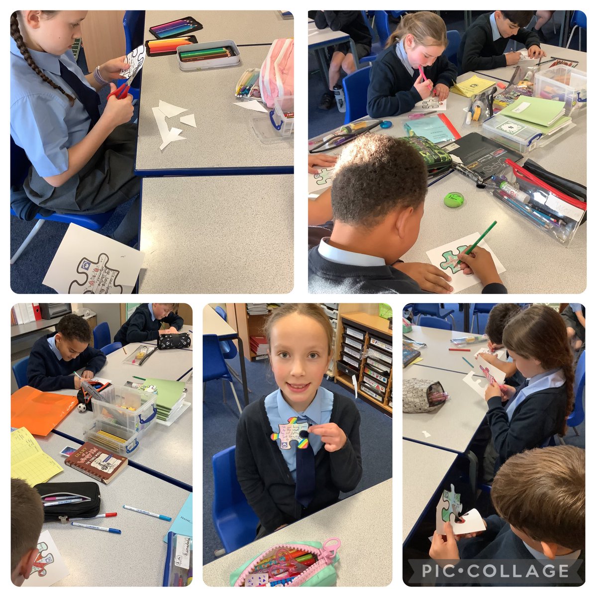 Y5M took part in Prayer for Peace today, writing on jigsaw pieces how we can show peace in our school. <a href="/OSJ_RE/">OSJ_RE</a>