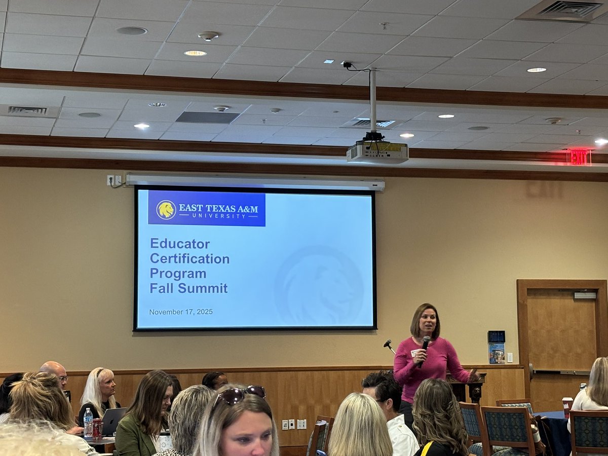 Great to be <a href="/etamuniversity/">East Texas A&M University 🦁</a> for the Educator Certification Program Fall Summit! Collaboration and networking to brainstorm how to best prepare future educators! 

<a href="/rockwallschools/">Rockwall ISD</a> is committed to the work! Our kids deserve the very best educators!