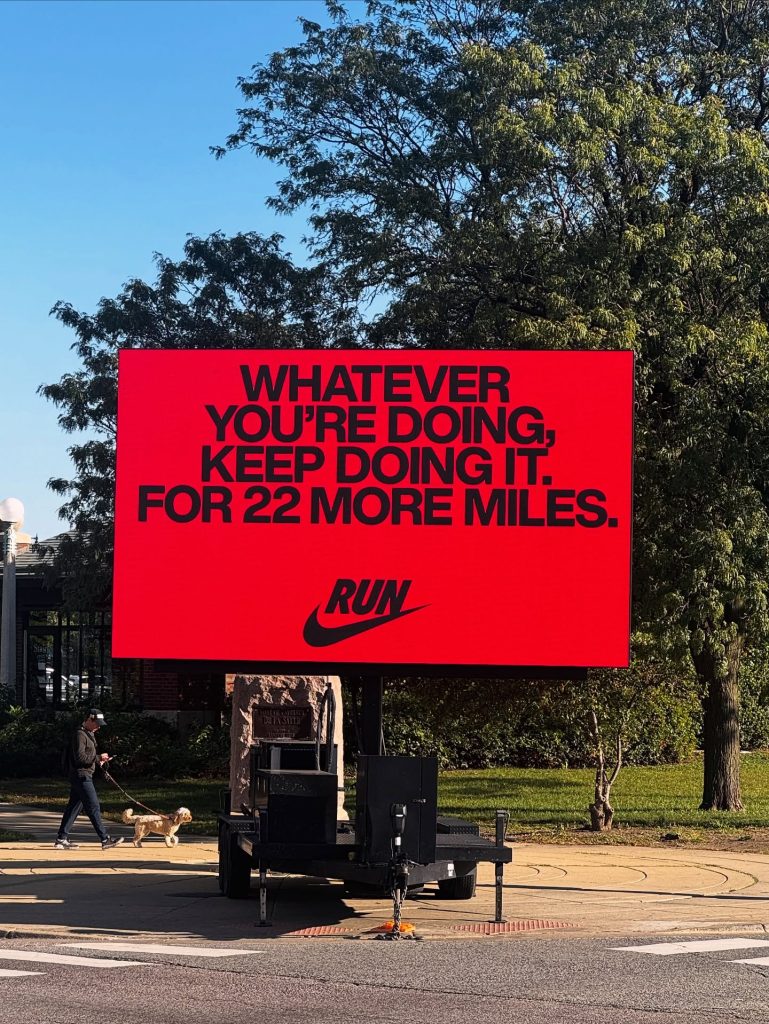 AdQuick's tweet image. Here&apos;s some Monday motivation (you can always count on @Nike for great OOH creative work). We hope you all finish the year strong - the final stretch is upon us