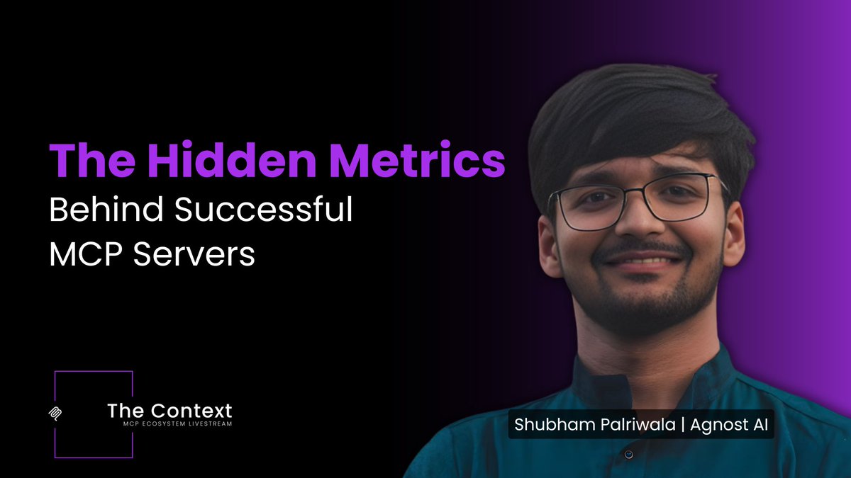 mcpsummit's tweet image. This week on 𝘛𝘩𝘦 𝘊𝘰𝘯𝘵𝘦𝘹𝘵, we’re diving into the metrics that matter for MCP:

🔍 𝗠𝗖𝗣 𝗔𝗻𝗮𝗹𝘆𝘁𝗶𝗰𝘀 𝗯𝘂𝗶𝗹𝘁 𝘄𝗶𝘁𝗵 𝗢𝗽𝗲𝗻𝗧𝗲𝗹𝗲𝗺𝗲𝘁𝗿𝘆
@austinbuilds, CEO – @shinzolabs

📊 𝗧𝗵𝗲 𝗛𝗶𝗱𝗱𝗲𝗻 𝗠𝗲𝘁𝗿𝗶𝗰𝘀 𝗕𝗲𝗵𝗶𝗻𝗱 𝗦𝘂𝗰𝗰𝗲𝘀𝘀𝗳𝘂𝗹 𝗠𝗖𝗣…