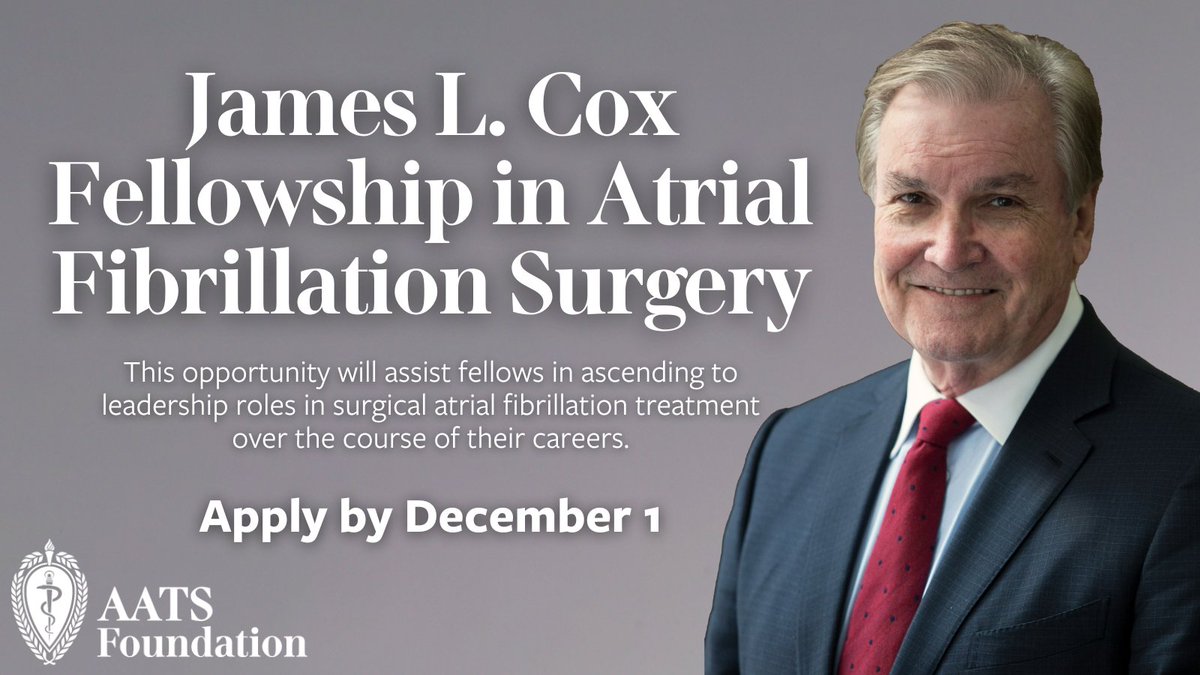 AATSHQ's tweet image. One way we honor #cardiothoracic legends is through AATS Foundation programs dedicated to supporting early career surgeons. The deadline for these applications is coming up soon on December 1. Submit now to ensure your career growth: aats.org/foundation