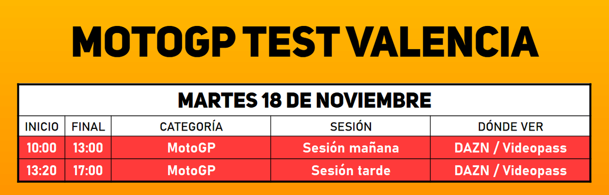 🏍️🇪🇸 Horarios MotoGP Test Valencia

#MotoGP #MotoGP2026 #ValenciaTest