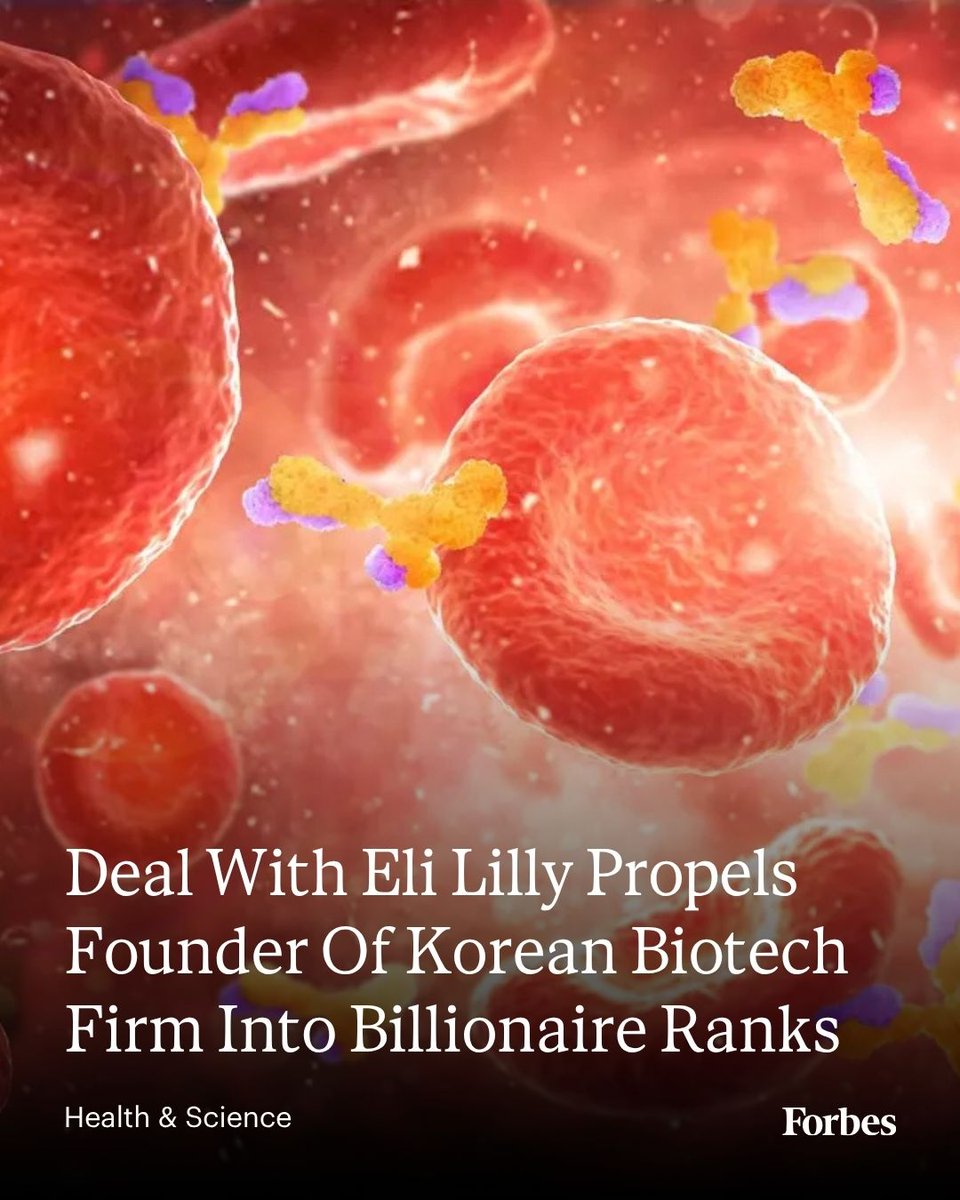South Korea’s newest billionaire is Lee Sang-hoon, founder of Seoul-based ABL Bio, after it struck a $2.6 billion licensing and joint research deal with Eli Lilly for its bispecific antibody technology. forbes.com/sites/johnkang… (Photo: Getty Images)