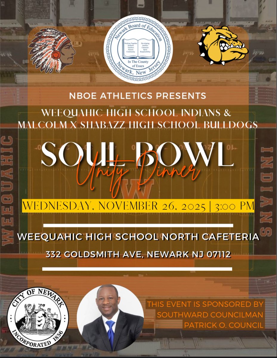 1 game to go! Following tradition, we will host Shabazz for the Annual Soul Bowl Unity Dinner the night before the game. ##IPNATION