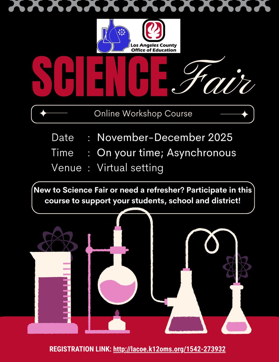 Our new online, asynchronous site coordinator course is now available. #ScienceFair #SiteCoordinators #lacsef lascifair.org 
lacoe.k12oms.org/1542-273932