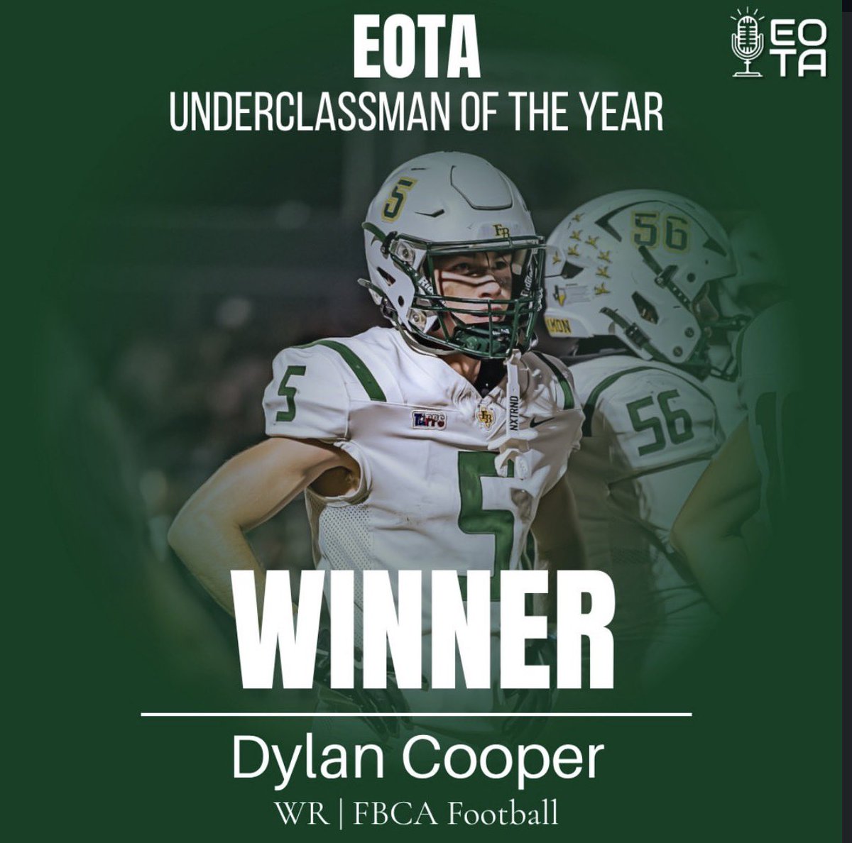 Dylan Cooper is your 2025 FBCA Football Underclassman of the year!

<a href="/28Dylan_Cooper/">Dylan Cooper</a> | <a href="/FBCAathletics/">Fort Bend Christian Academy Athletics</a> | <a href="/FootballFBCA/">FBCA Football</a>