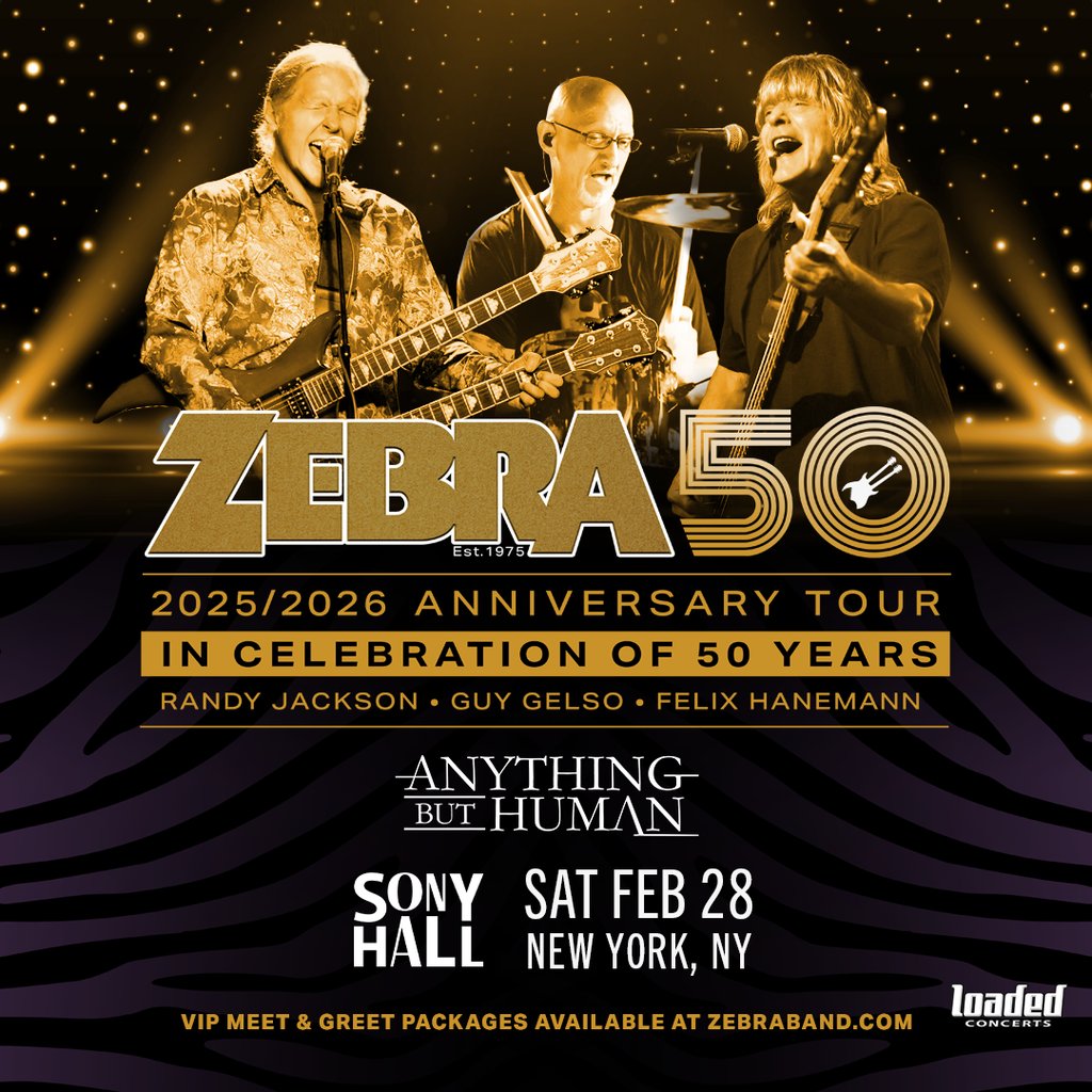 ZebraBand's tweet photo. 𝐍𝐄𝐖 𝐒𝐇𝐎𝐖𝐒!
February 27 &amp; 28, 2026!
CT and NYC! Tickets on Sale This Friday
#rocknroll #fairfieldct #nycmusic @LoadedConcerts #50thanniversary https://t.co/wdXlumB2qz