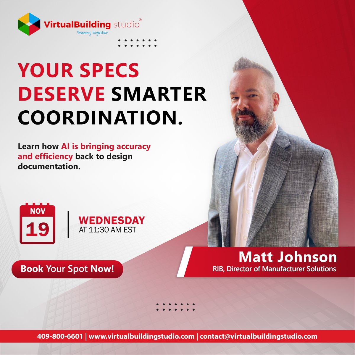 vbsglobal's tweet image. Specs shouldn’t slow you down.
 
Join Matt Johnson on Nov 19 to see how AI is transforming design documentation—fast, accurate, and stress-free.
 
Save your spot now!
lnkd.in/d--QPZu3
 
#AEC #ConTech #BIM #AI #SpecCoordination #RIBSoftware