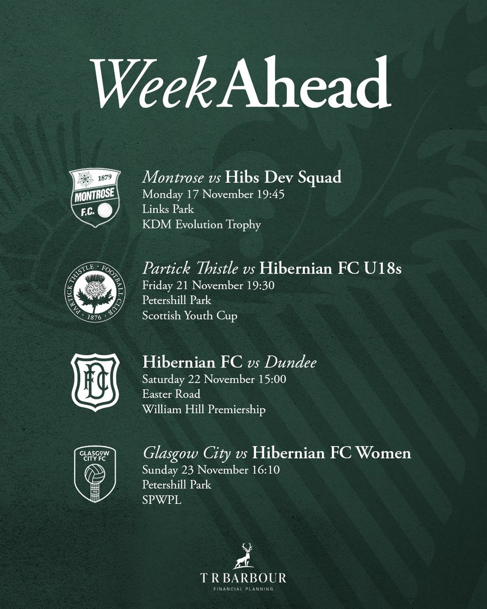 HibernianFC's tweet image. The Week Ahead 📅