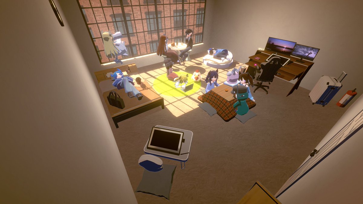 自分の部屋をどうしても一望したかった結果、作業環境が大分終わってる上にアバターの枠すらないからイカになった