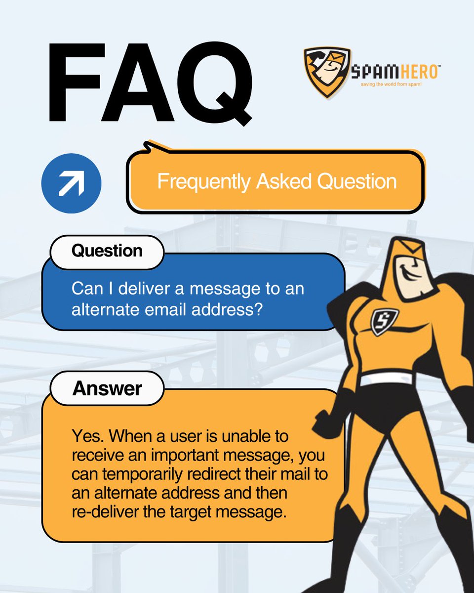 SpamHero's tweet image. 💡 FAQ: Can you deliver quarantined emails to another address?

✅ Yes! SpamHero lets you forward them easily, perfect for managing multiple inboxes.

👉 spamhero.com

#spamhero #faq #spamfiltering #cybersecurity