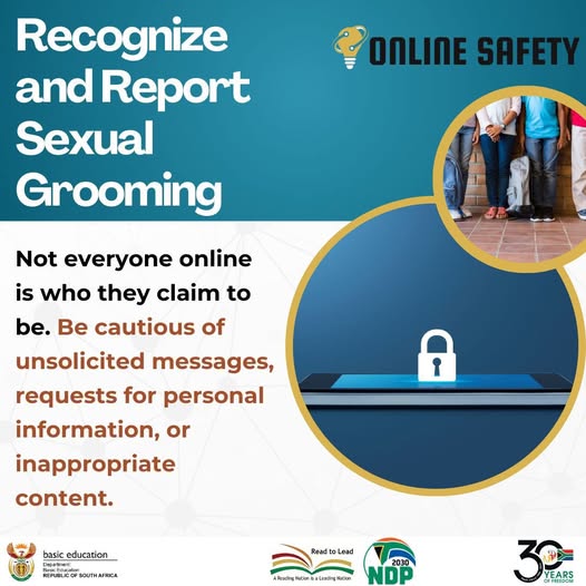 Stay alert: Not everyone online has good intentions. Protect yourself from sexual grooming.🛑DO NOT let anyone manipulate or pressure you online. U have the power to say NO!! #StaySafeOnline <a href="/GCIS_IRC/">Information Resource Centre</a> <a href="/GCISGauteng/">GCIS Gauteng Prov Office</a> <a href="/GovernmentZA/">South African Government</a> <a href="/GautengProvince/">Gauteng Provincial Gov</a> <a href="/GDCoGTA/">CoGTA</a> <a href="/gpgSocDev/">Social DevelopmentGP</a>
<a href="/GP_CommSafety/">GP Department of Community Safety</a>