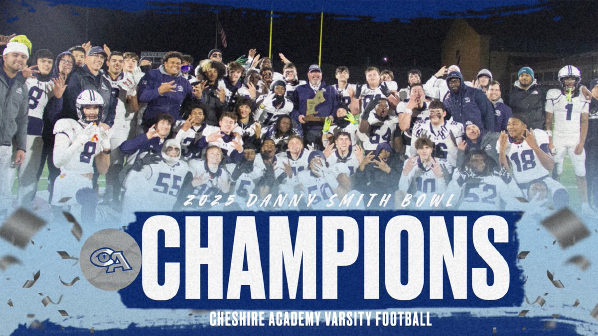 🏆 Our Cats tackled the season and are now the 2025 Danny Smith Bowl Champions! Congratulations to the players, coaches, managers, athletic trainers, and the entire community who supported the team throughout the season. 
#CheshireAcademy #Football