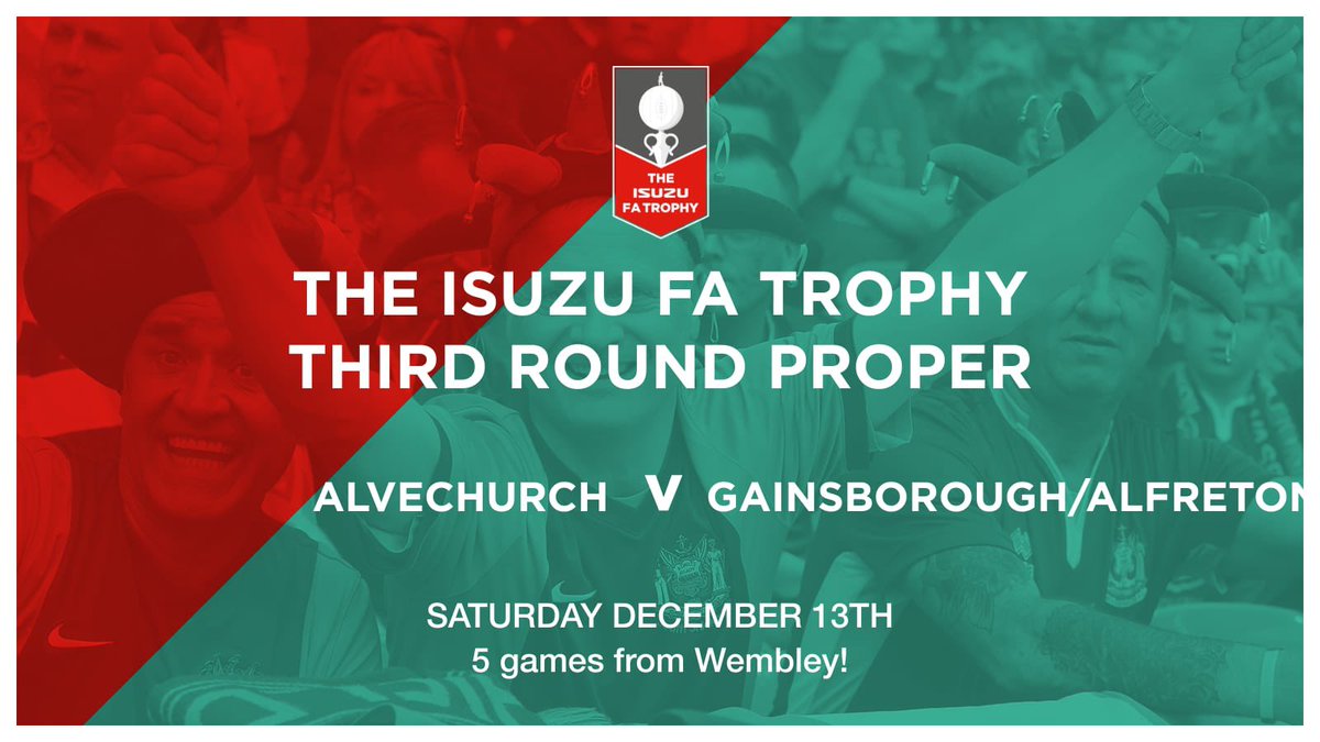 AlfretonTownFC's tweet image. Should we progress tomorrow night, we will travel to face Alvechurch in the Third Round of the #IsuzuFATrophy on Saturday 13th December.

#ATFC | #Ofton