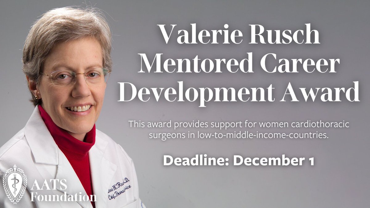 AATSHQ's tweet image. One way we honor #cardiothoracic legends is through AATS Foundation programs dedicated to supporting early career surgeons. The deadline for these applications is coming up soon on December 1. Submit now to ensure your career growth: aats.org/foundation