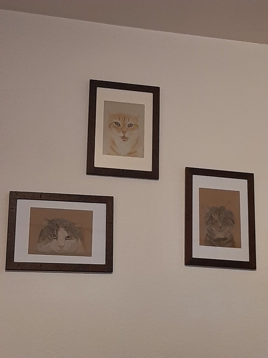 Schau mal <a href="/FArwers/">Franziska Arwers</a> ,ich habe für das von dir gezeichnete Bild von meinem Benji noch mal den gleichen Rahmen bekommen und jetzt hängt er da bei Maddi und Knöpfchen,  die ich von <a href="/getigART/">getigART🙎🏻🎨, Masa 🐾🌈 & Pico 🐾😺</a> habe 😊 .