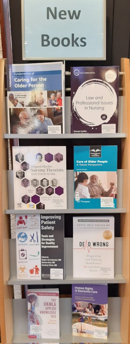 bucksnhslibrary's tweet image. 💫Check out the fine selection of new books to hit our shelves this week! 📚
Pop in to the library for a browse!
#BHTLibrary #elderly #dementia #nursing #law #theory #exams #PatientSafety #newbooks