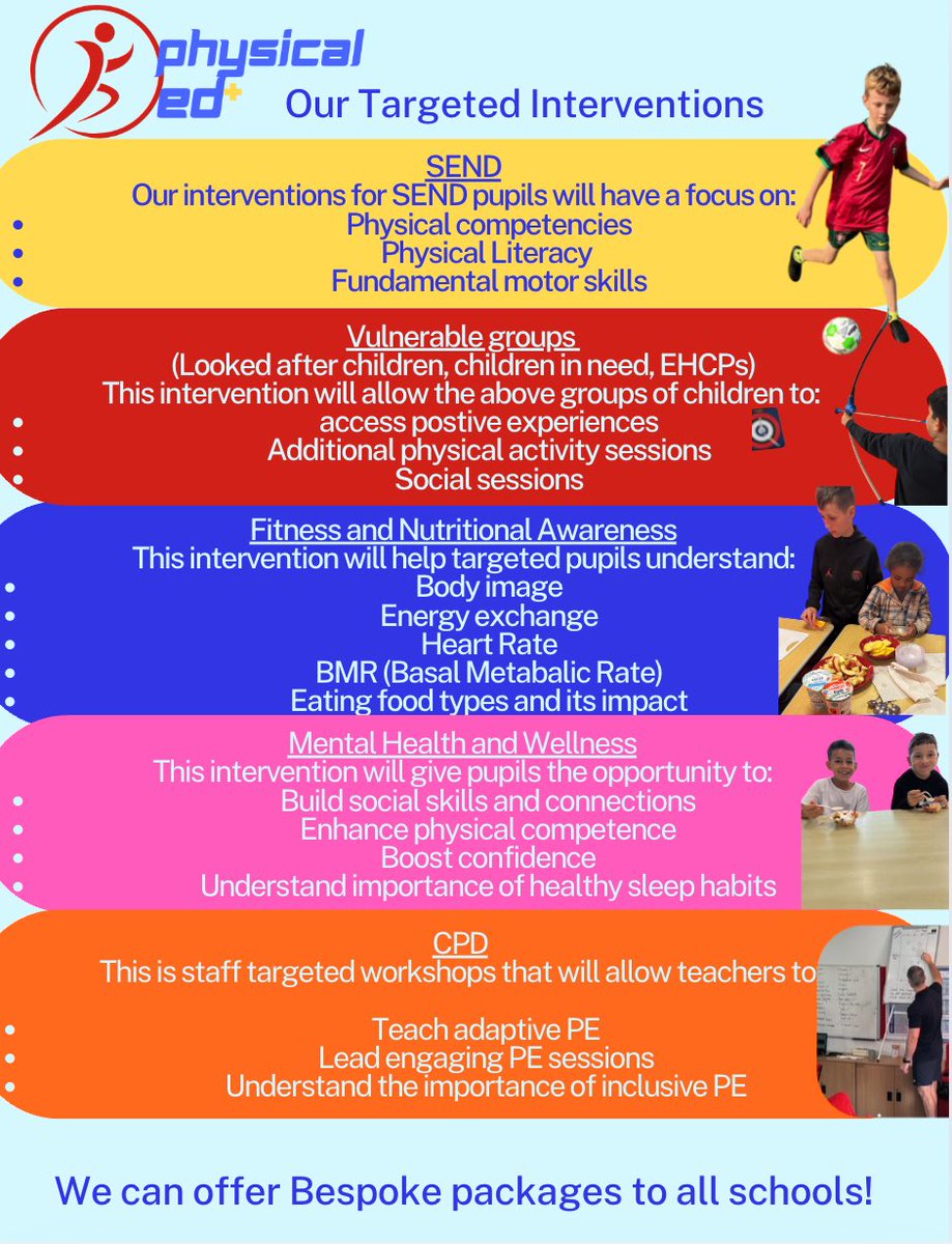 PhysicalEdPlus's tweet photo. At PhysicalEd+, we see how the right PE, physical activity and enrichment interventions can transform outcomes for SEND pupils and those who have other barriers to learning Our approach is simple:

When PE is truly inclusive, pupils don’t just take part — they thrive. https://t.co/N7NUVzpmGU