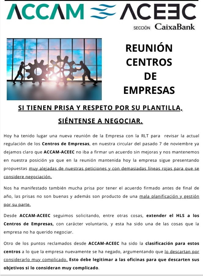 ACCAMMartin's tweet photo. Reunión que se ha celebrado hoy  para tratar la actual regulación de *Los Centros de Empresas.*

ACCAM-ACEEC NO firmará un acuerdo sin mejoras https://t.co/IMBZrvmrGE