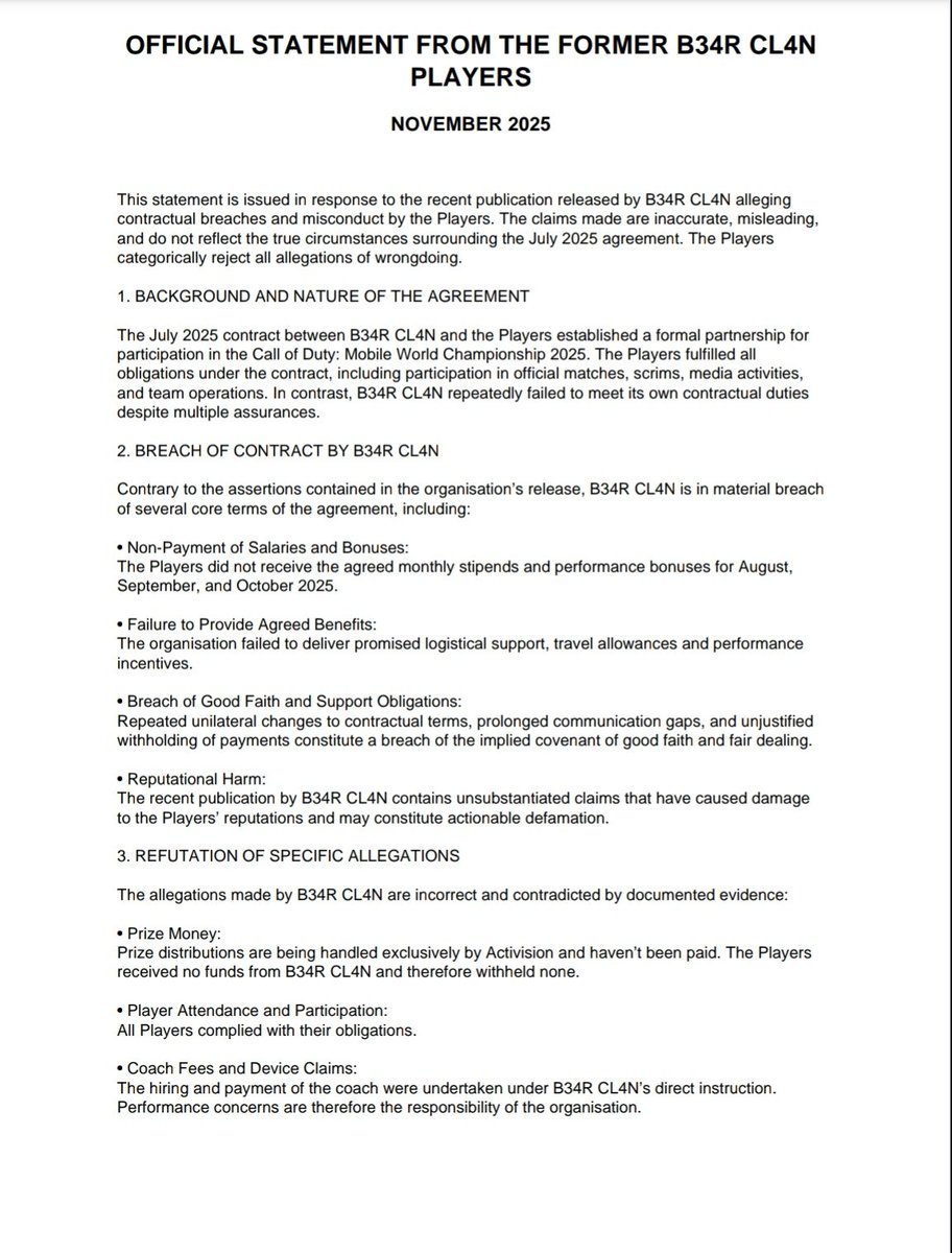 OFFICIAL STATEMENT FROM THE PLAYERS REGARDING THE B34R CL4N ALLEGATIONS. CLARIFYING THE FACTS

1/2