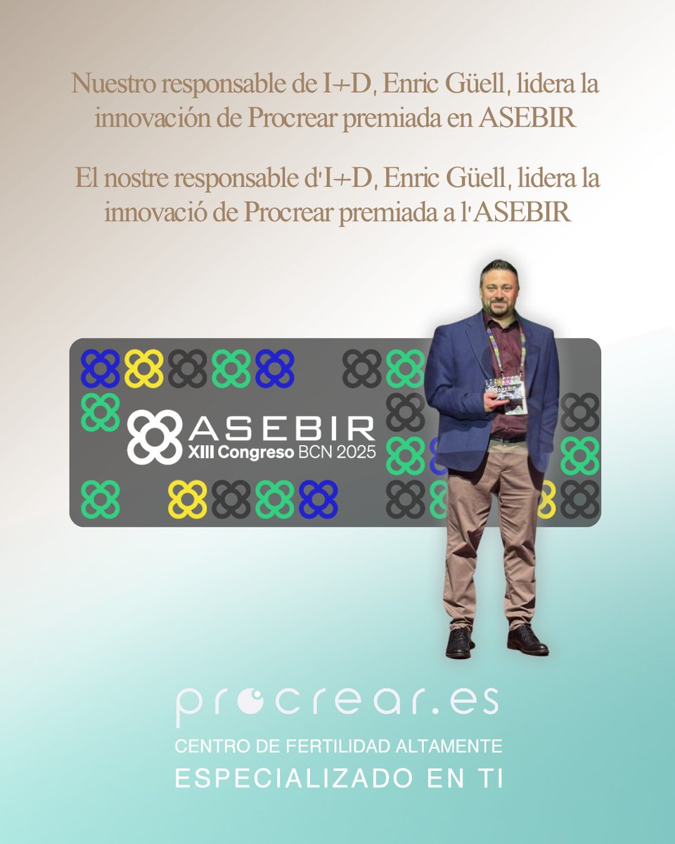 CentroProcrear's tweet photo. Procrear, protagonista en ASEBIR 2025
LIFE Predict, la IA desarrollada por @eguellp responsable de I+D de Procrear, junto a @ANACEResp, gana el Premio EMB-ASEBIR a la Mejor Comunicación Oral.
Un reconocimiento a nuestra innovación en Reproducción Asistida.
#Procrear https://t.co/uNXoygMFb0