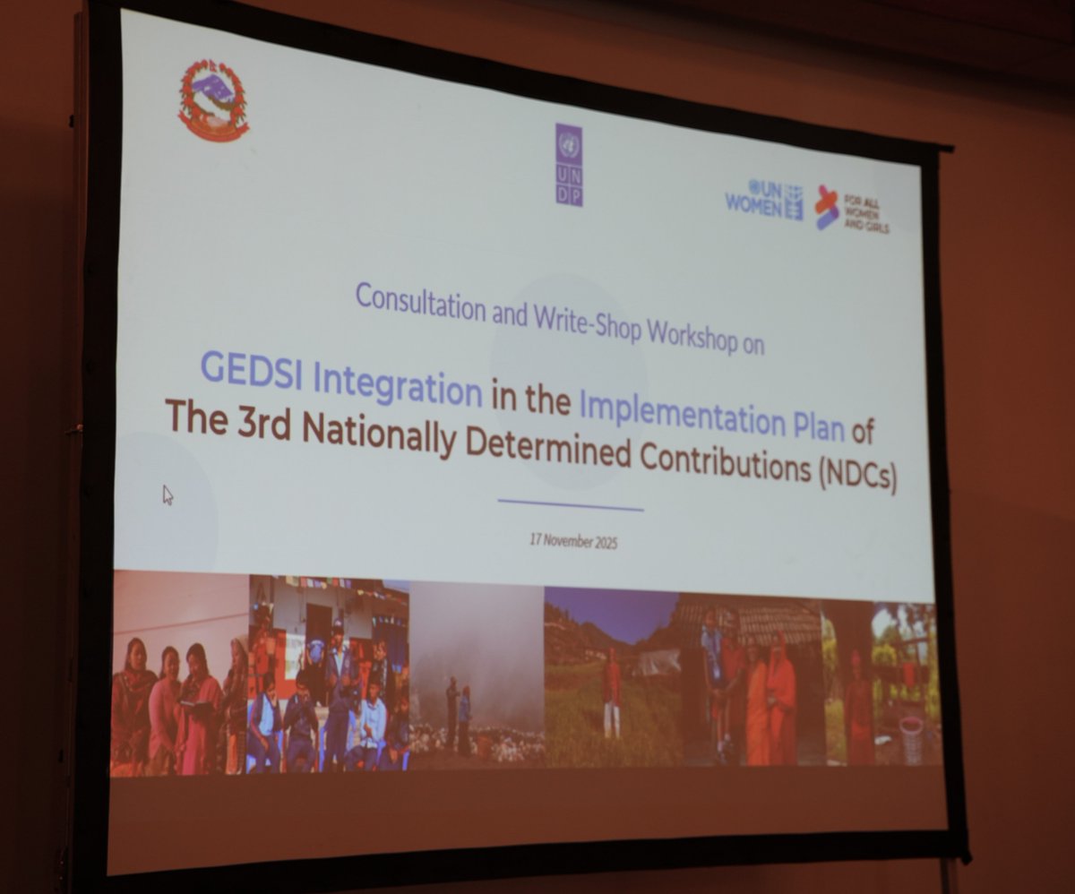 GEDSI Integration in🇳🇵's Climate Commitments
Today, #UNWomenNepal &amp; <a href="/UNDPNepal/">UNDP in Nepal</a> joined Gov. of 🇳🇵(MoFE &amp; MoWCSC), dev. partners, &amp; diverse GEDSI stakeholders for national consultation on integrating GEDSI into the implementation plan of 🇳🇵’s NDC 3.0.
<a href="/Mehtap__Tatar/">Mehtap Tatar</a> <a href="/JulienPRChev/">Julien Chevillard</a>