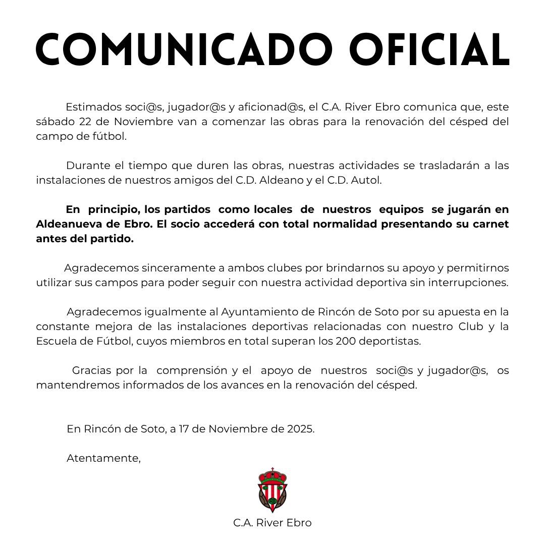 𝗖𝗢𝗠𝗨𝗡𝗜𝗖𝗔𝗗𝗢 |

#aupariver⚪️🔴⚪️🔴⚽️💪🏼 #contigosomosdoce
