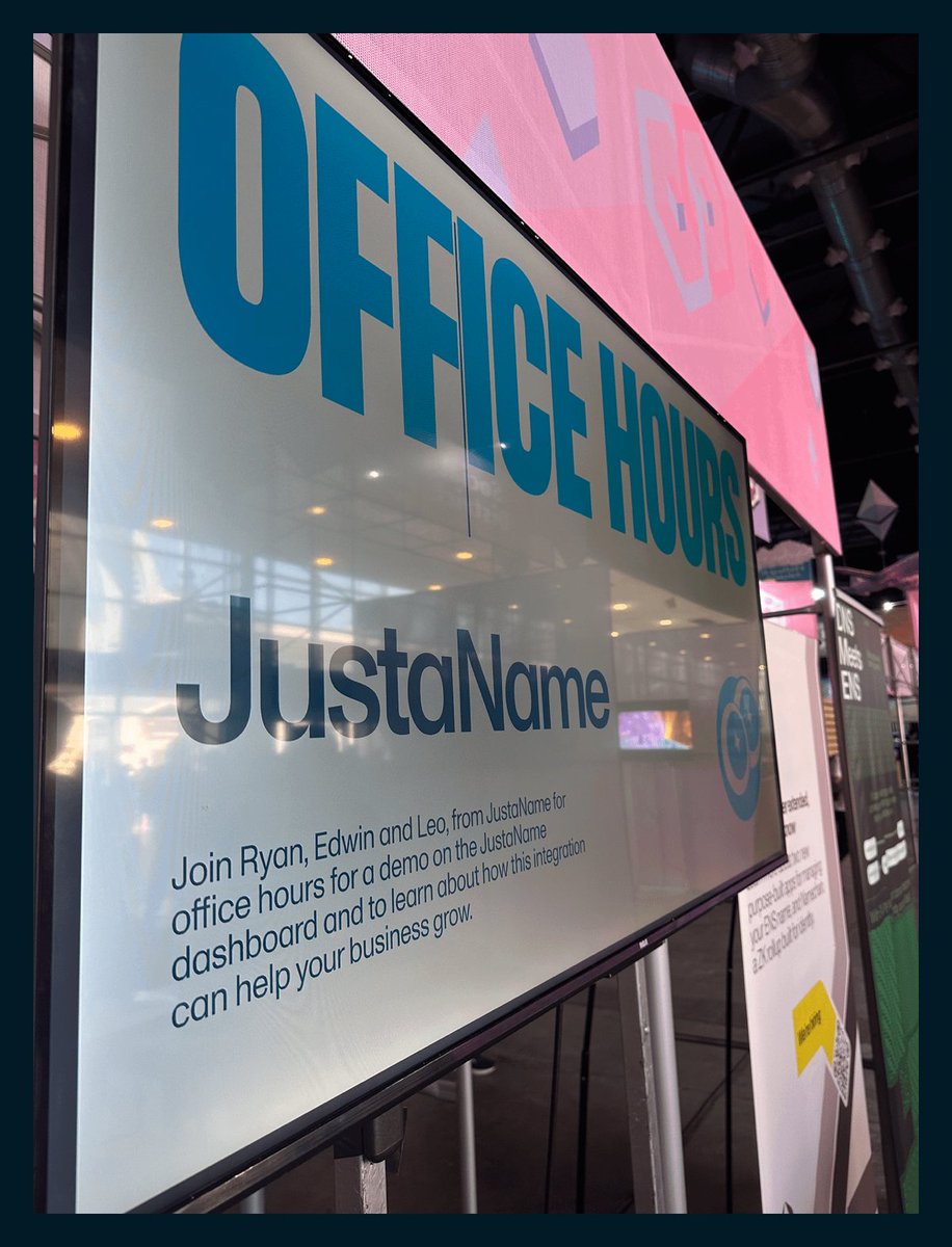 Swing by the ENS booth to join <a href="/justaname_id/">JustaName.eth</a> for office hours.

Chat with Ryan, Edwin, and Leo from JustaName for a demo on the JustaName dashboard and to learn about how this integration can help your business grow.