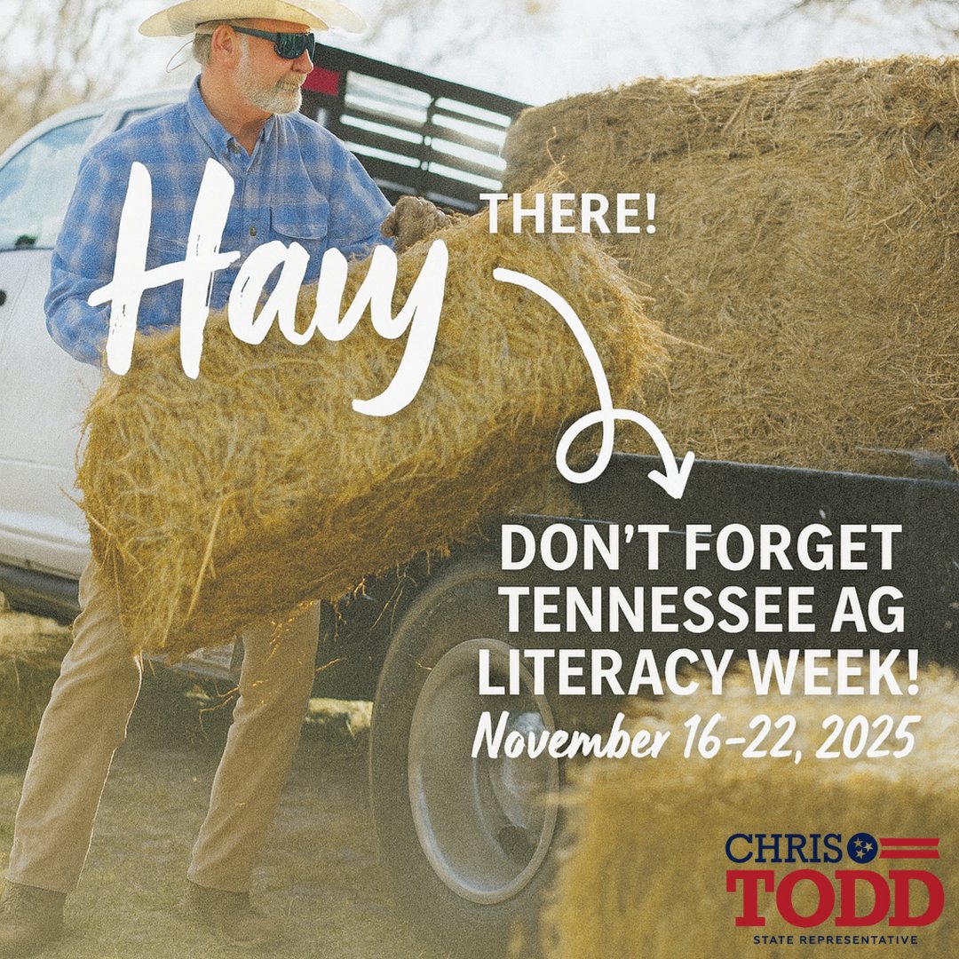 ChrisToddForTn's tweet photo. Celebrating Tennessee AG Literacy Week as Chairman of the Agriculture &amp; Natural Resources Committee! 🌾📚 Proud to support efforts that help our students connect with the farms, fields, and natural resources that sustain our state.

#TennesseeAg #AgLiteracyWeek #TNStudents https://t.co/K1Gl0b1YNu