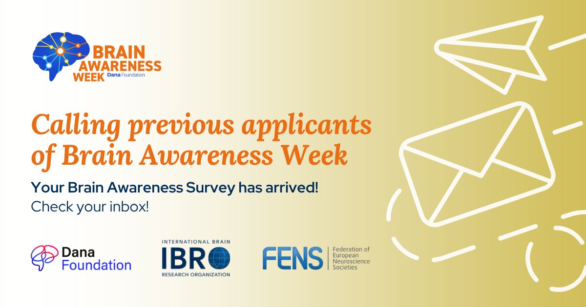 IBROorg's tweet image. 📣 Calling past #BrainAwarenessWeek grant applicants!
IBRO has launched a Brain Awareness Week survey to help IBRO,  @FENSorg, and @dana_fdn reflect on the campaign’s impact and shape its future direction.

🗓 Deadline: 5 December 2025
Thank you in advance for your participation!