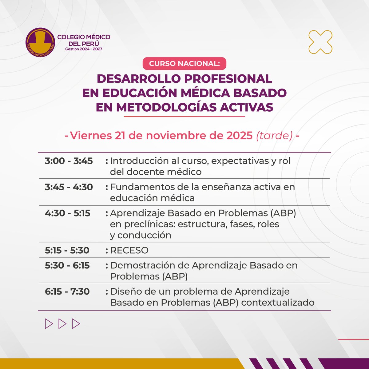 CMP_PERU's tweet image. Este programa permitirá a los participantes conocer y aplicar metodologías activas centradas en el estudiante, orientadas a mejorar la motivación, la autonomía y el pensamiento crítico. 

✅¡Válido para la recertificación médica! (Presencial: 2.0 ptos - Virtual: 1.5 ptos.)