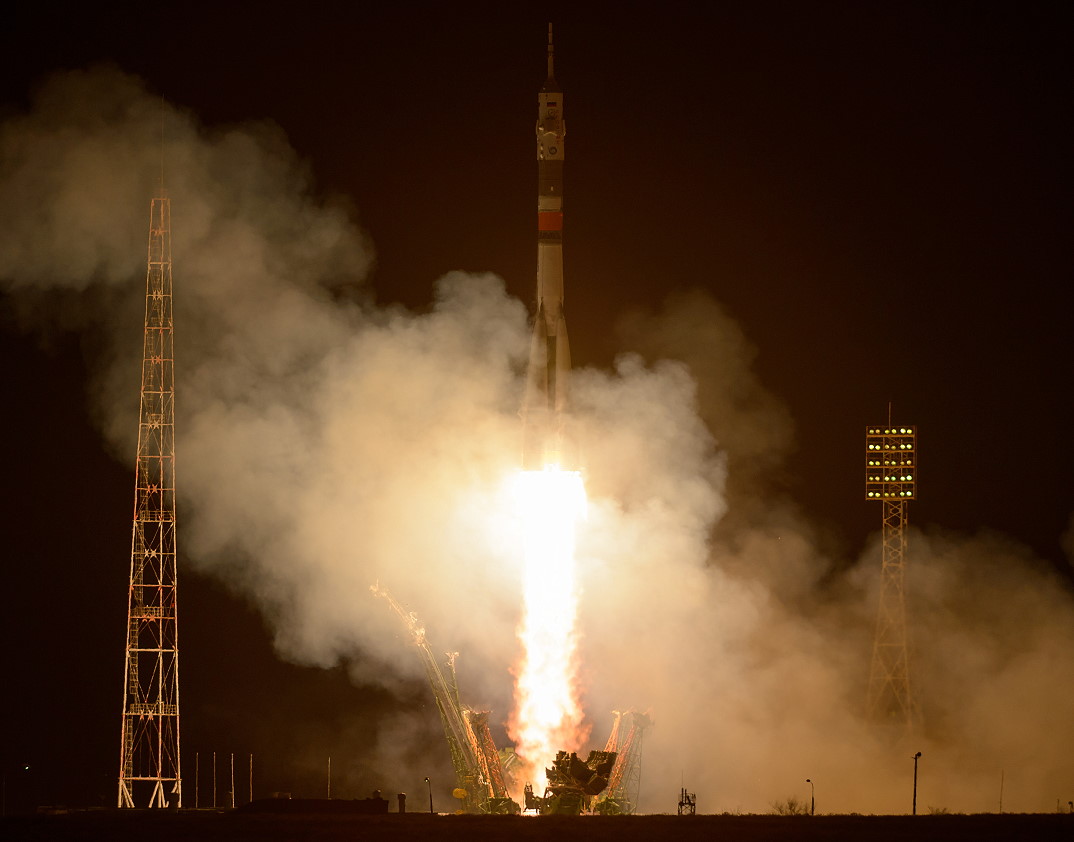 Soyuz MS-03 (#733) launched from Baikonur OTD 2016. Onboard were ISS-EO50/51 crewmembers Oleg Novitsky, Peggy Whitson &amp; Thomas Pesquet. At age 56, Whitson, on her 3rd flight, became the oldest woman to fly into space. MS-3 docked to ISS at Rassvet's nadir port two days later.