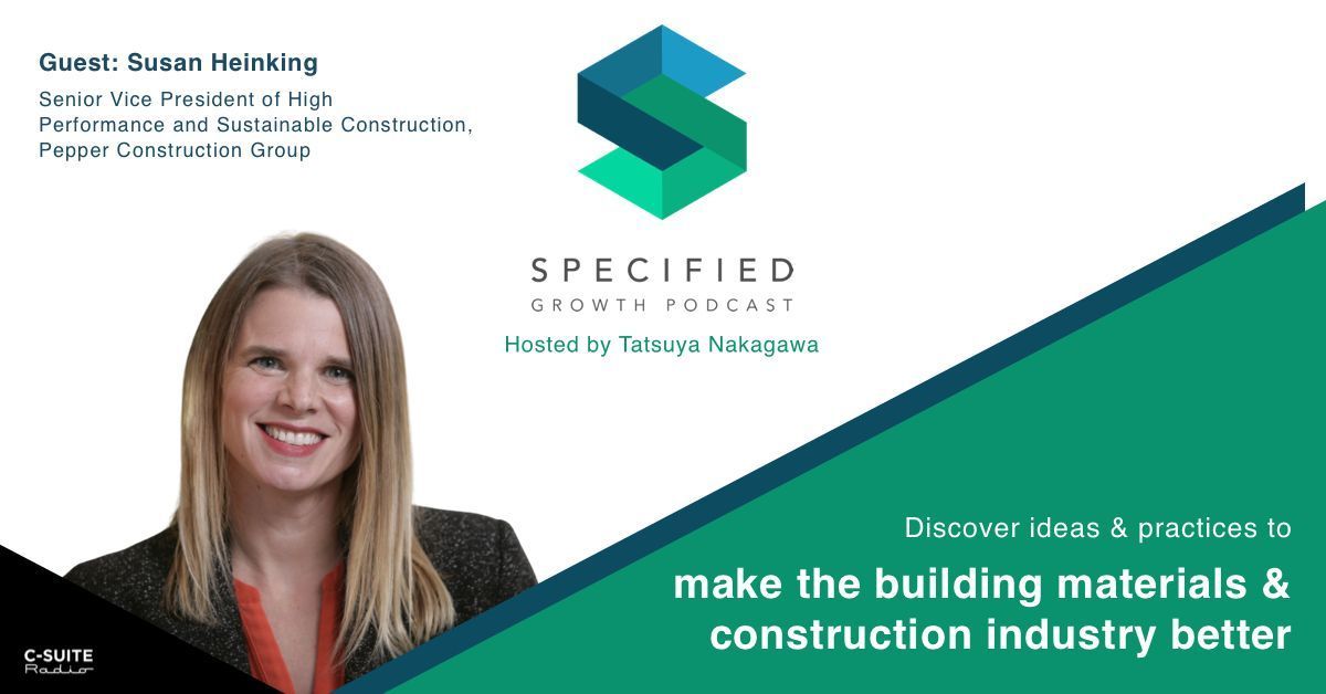 S2Ep197 – Choosing Sustainable Building Materials (w/ Susan Heinking)

VIDEO: youtu.be/GNSiVZSs6Yk
AUDIO: megaphone.link/CSN4931522416

Susan is the Senior VP of High Performance &amp; Sustainable Construction at Pepper Construction.

Don't miss this episode of Specified Growth Podcast