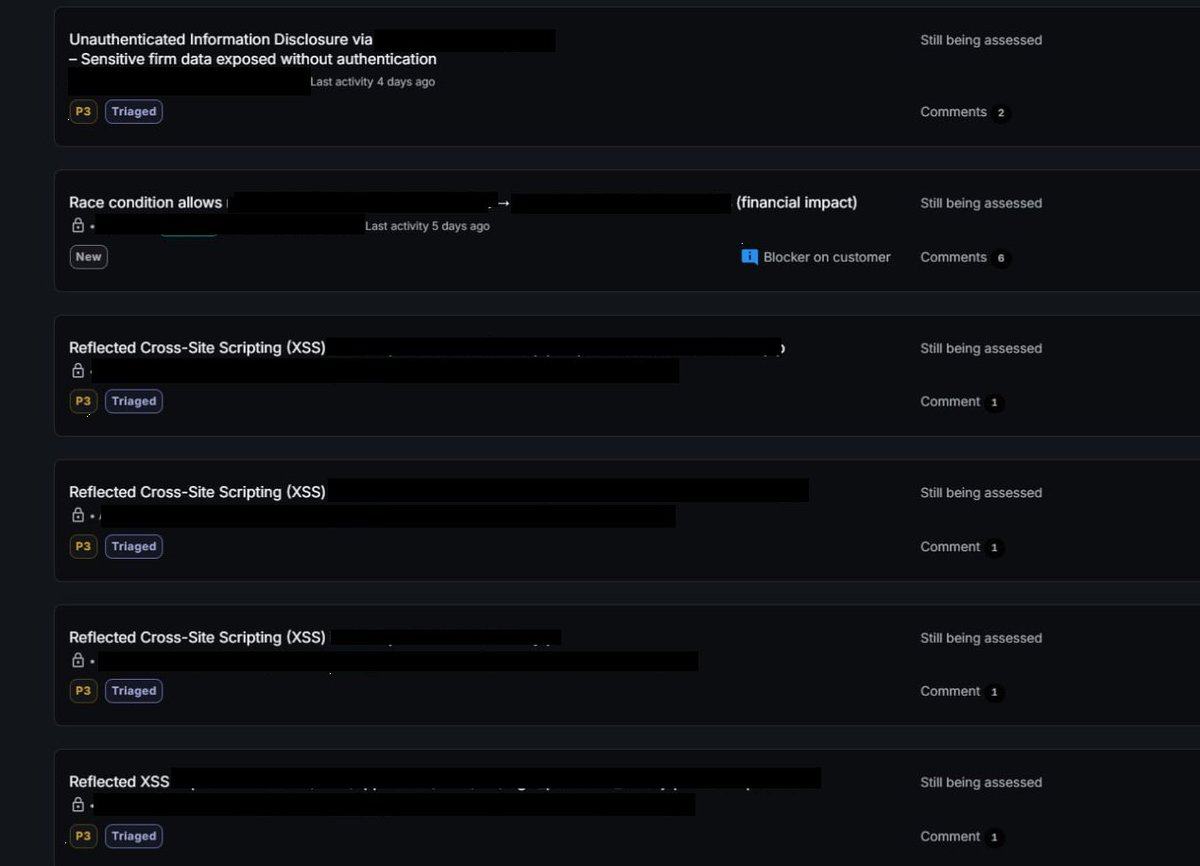 WinD3920's tweet image. 11 submissions sent on @Bugcrowd after 2 weeks of grinding hard.  
Now sitting back and hoping for some nice rewards.  
Good luck to me ✌️

#bugbounty #bugcrowd
