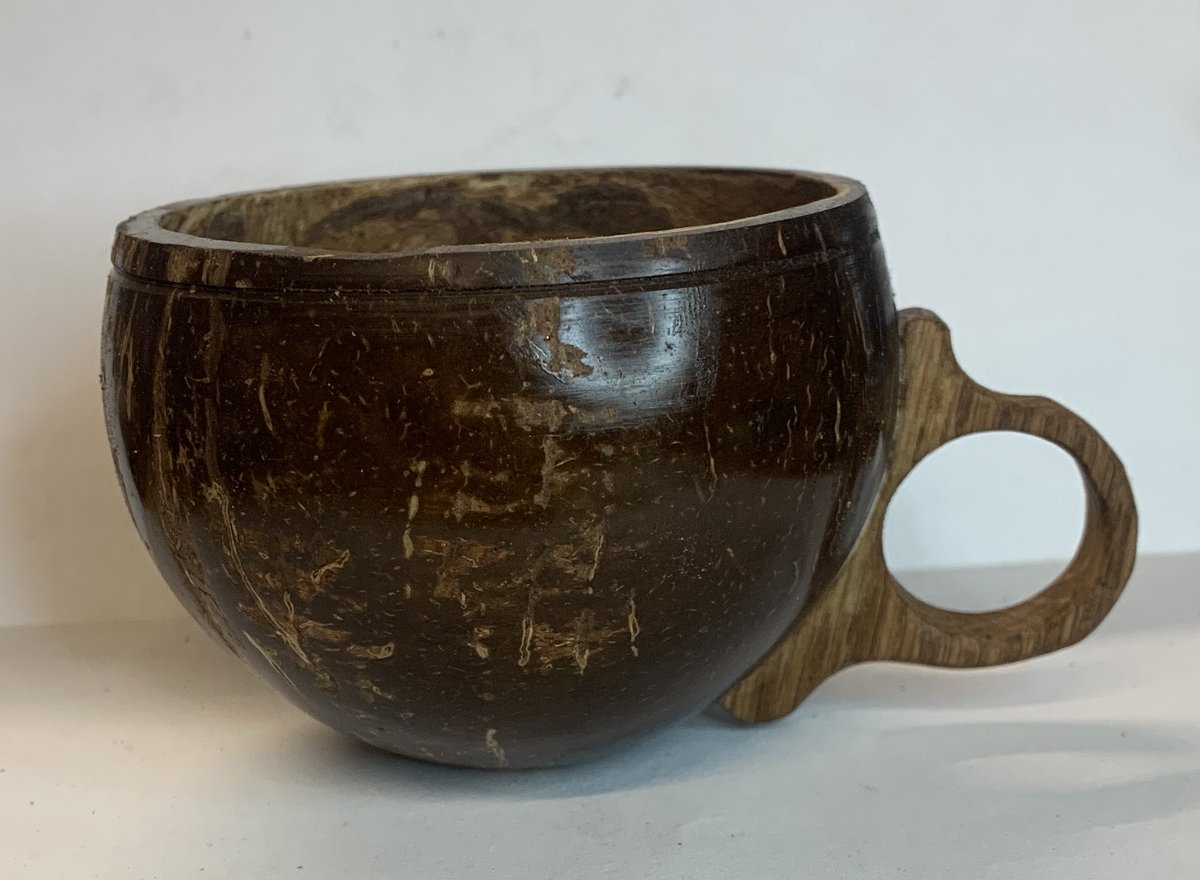 Bought a coconut for cooking, last week. Hate waste. So, made a mug out of it. Love the shape, so I’ll make some in wood…