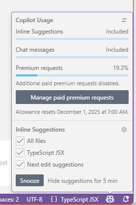 adenaufal's tweet image. btw guys ada yang tau ini cara pake inline suggestions sama chat messages gimana di copilot vs code? #vibecode #vscode #copilot