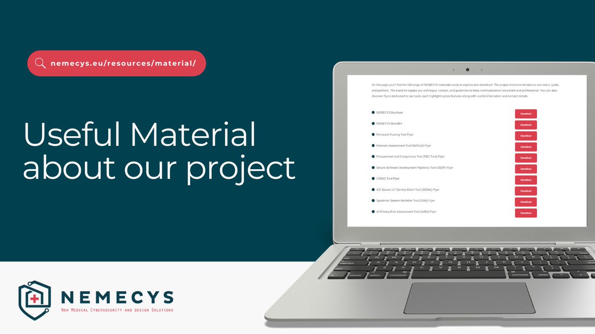 Explore #NEMECYS_eu resources, all in one place!

Start with our project brochure for vision &amp; goals, then check tool flyers for detailed insights and grab the brand kit for logos and guidelines.

📥 Check all material here: nemecys.eu/resources/mate…
