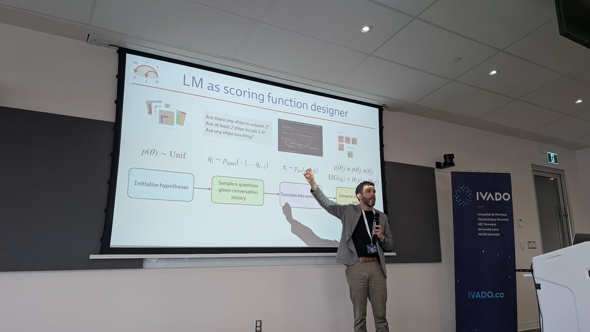 sivareddyg's tweet image. Jacob Andreas (@jacobandreas) on &quot;the specification problem&quot;

Can we build interactive systems for task specification?

LM as an interviewer about the task
Use the interview transcript as the task prompt
This outperforms or is competitive to active learning or user-designed…