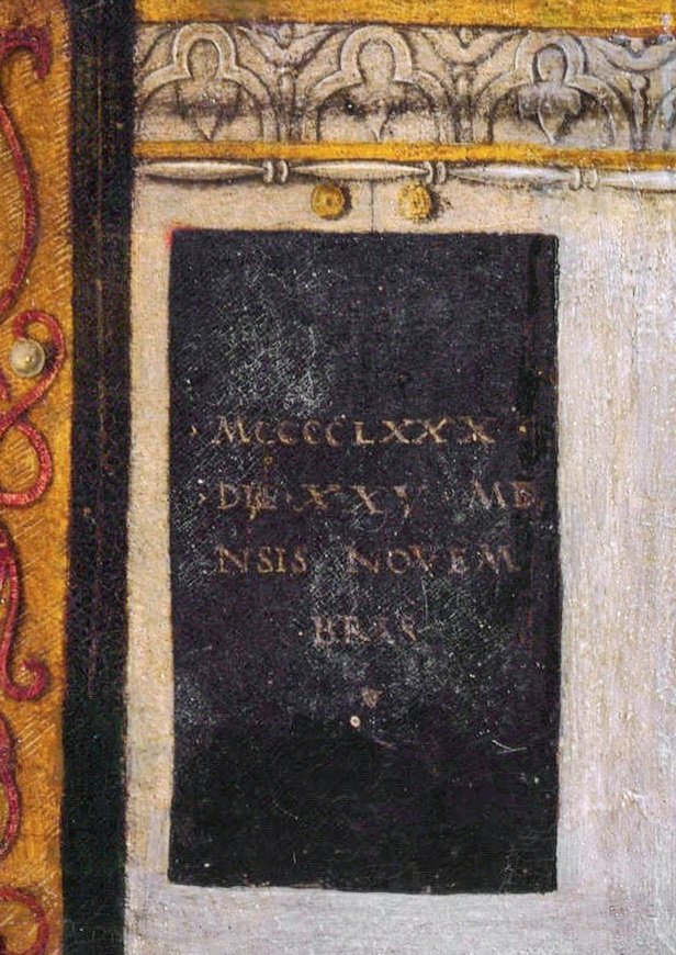 Fatih Sultan Mehmet'in meşhur tablosunu yapan Gentile Bellini, resmin bitiş tarihini sağ alttaki siyah fonlu yere not etmiş. Ay ve gün bile yazılı: 25 Kasım  1480.