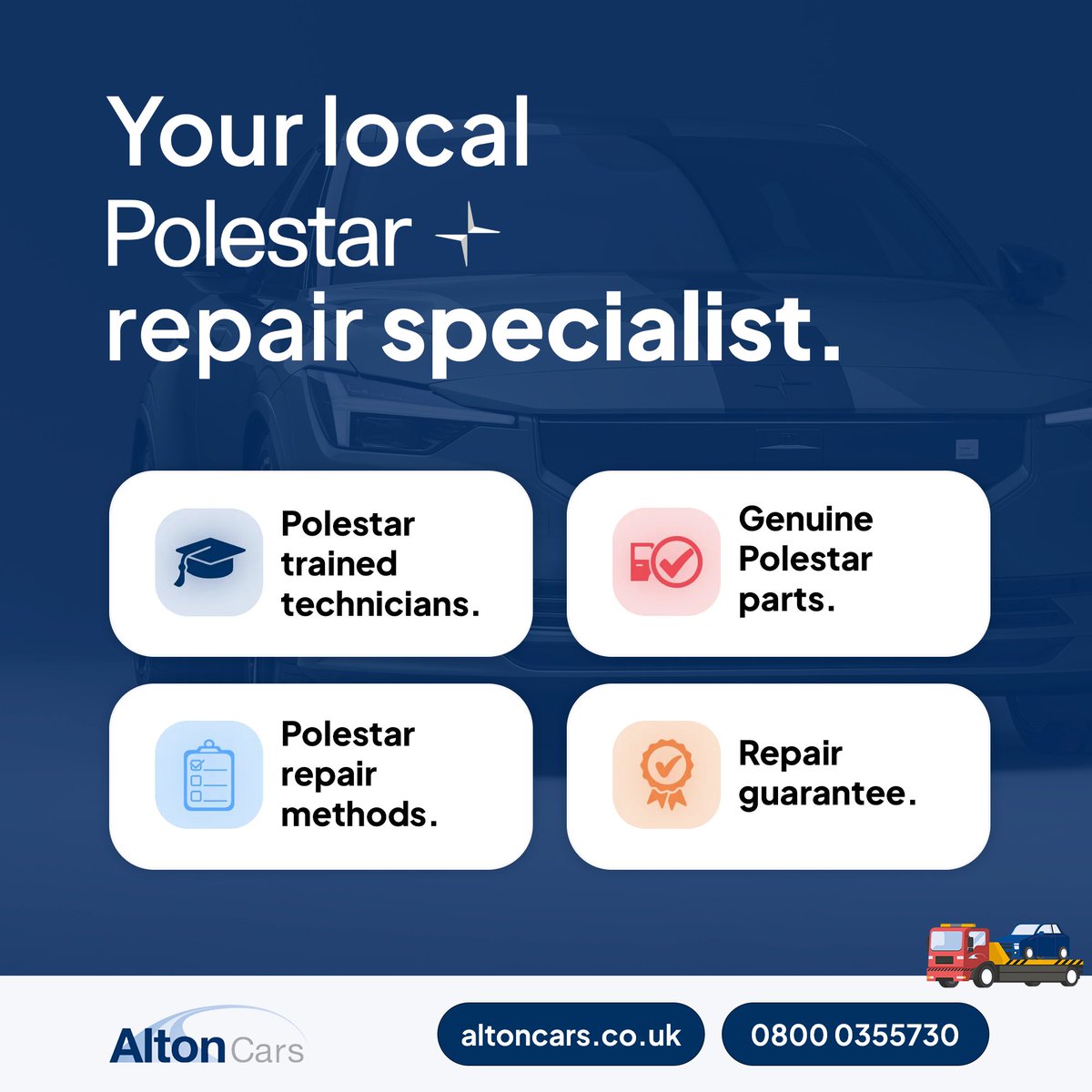 ⚡ Polestar owners, Alton Cars York is your go-to for specialist repairs! 🚗  We've got Polestar trained technicians, and use genuine parts. 😎 Learn more 

🌐 altoncars.co.uk/approvals/appr… or call 📞 0800 0355730

#PolestarRepair #AltonCars #PolestarApprovedRepairs #CarRepa