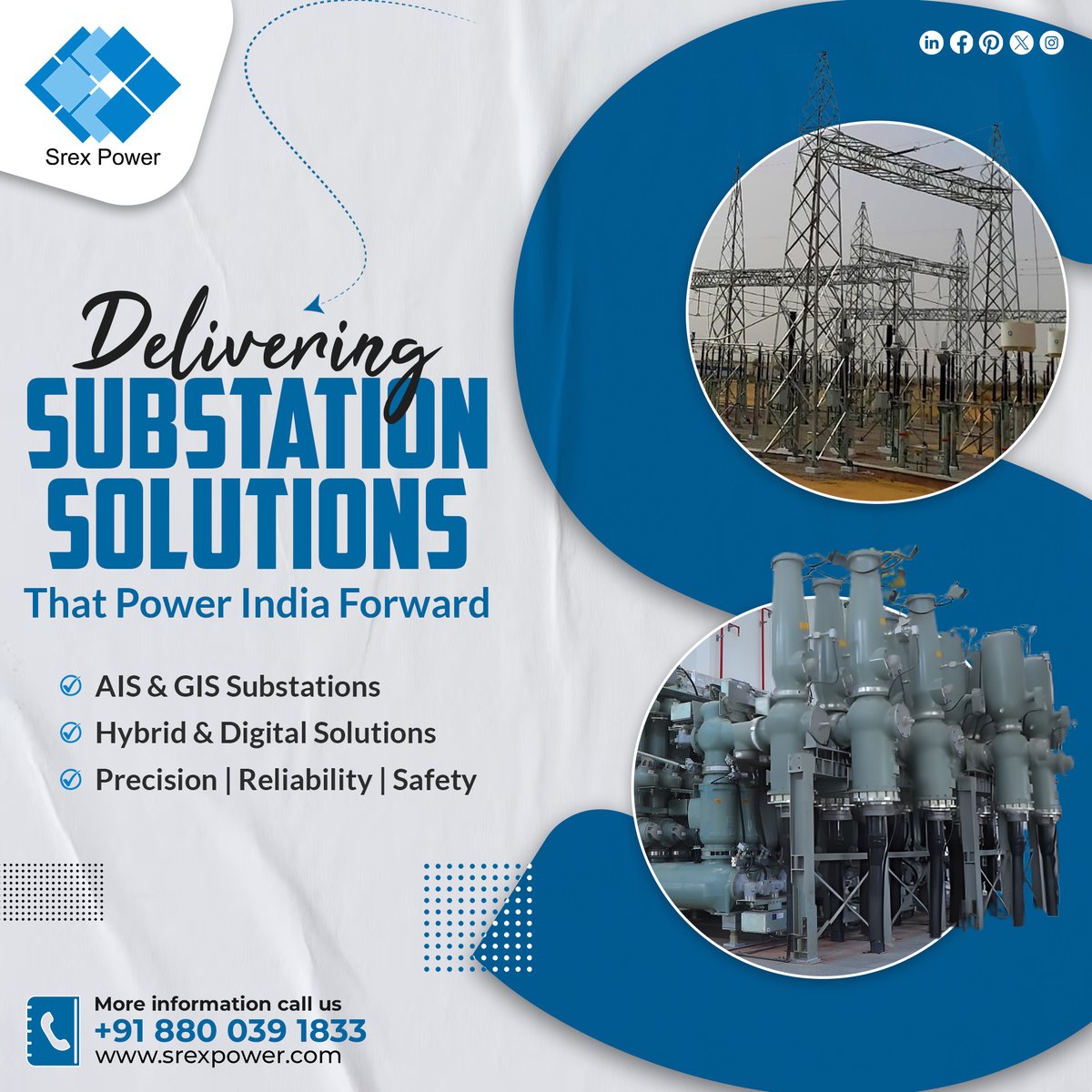 srexpowerindia's tweet image. Srex Power India delivers AIS, GIS, Hybrid &amp;amp; Digital Substation solutions with precision, reliability &amp;amp; safety — engineering the future of India’s energy infrastructure. 
#SrexPower #SubstationSolutions #AIS #GIS #HybridSubstation #DigitalSubstation #ElectricalEngineering